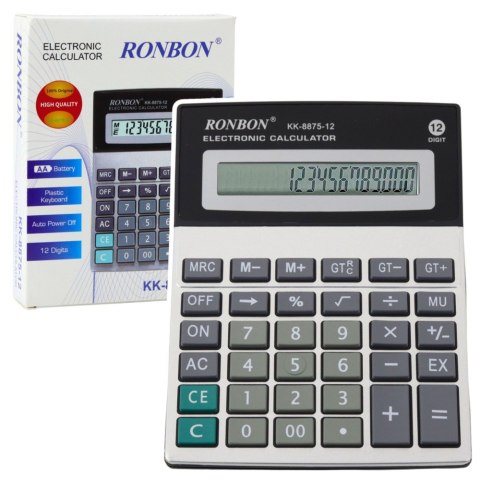 Kalkulator Biurowy Ronbon KK-8875-12 Duży Wyświetlacz 12-Cyfrowy LEAN