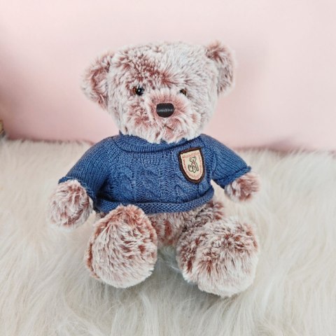 Pluszowa Maskotka Przytulanka Miś Szary Niebieski Sweterek 21cm LEAN Toys