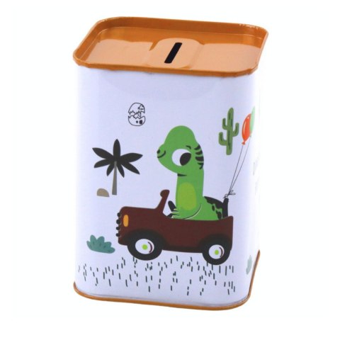 Skarbonka Dinozaur W Samochodzie Nauka Oszczędzania Metalowa 11x8cm LEAN TOYS