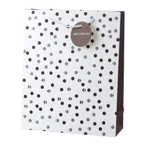 Torba Prezentowa Klasyczna W Kropki Zawieszka Just For You 32 x 26 x 10 cm LEAN