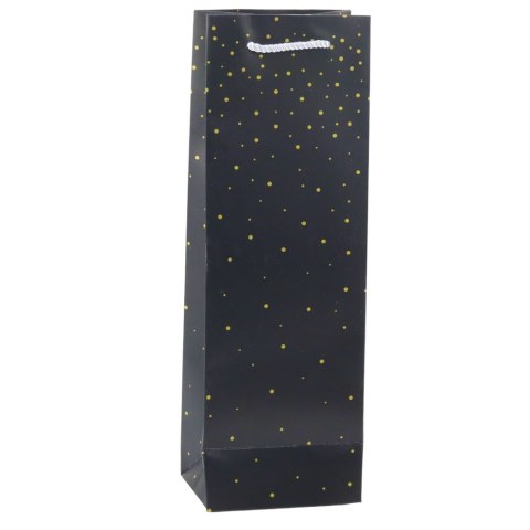 Torba Prezentowa Na Wino Butelkę Papierowa Złote Kropki 35 x 12 x 9 cm LEAN