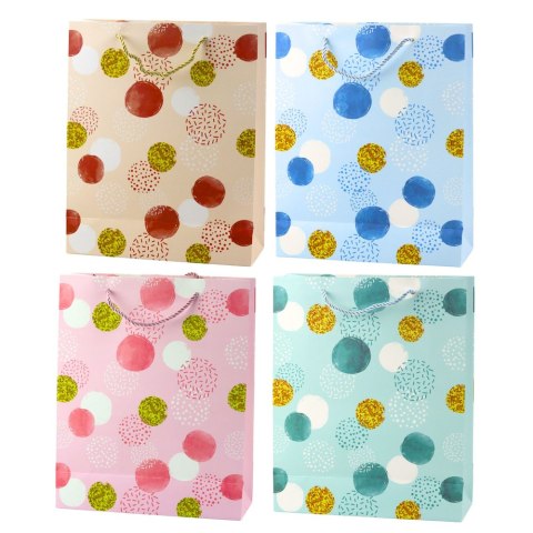 Torba Prezentowa Wzór Złote Kropki Pastelowa 32 × 26 × 10 cm LEAN
