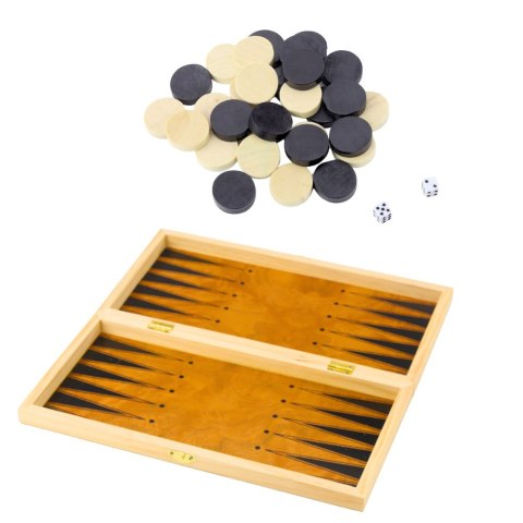Klasyczna Gra Logiczna 3w1 Szachy Warcaby Backgammon Drewniane LEAN Toys