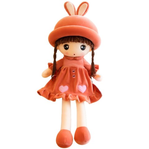 Lalka Szmacianka Miękka Pluszowa Czerwona Sukienka Z Falbanką 45cm LEAN Toys