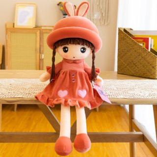 Lalka Szmacianka Miękka Pluszowa Czerwona Sukienka Z Falbanką 45cm LEAN Toys
