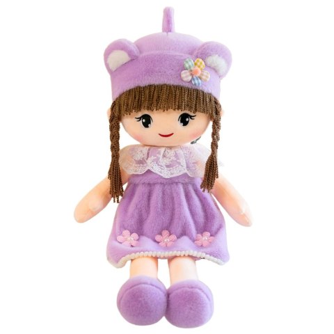 Lalka Szmacianka Miękka Pluszowa Fioletowa Sukienka Czapka Z Uszami 45cm LEAN Toys