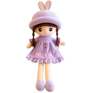 Lalka Szmacianka Miękka Pluszowa Fioletowa Sukienka Z Falbanką 45cm LEAN Toys