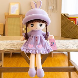 Lalka Szmacianka Miękka Pluszowa Fioletowa Sukienka Z Falbanką 45cm LEAN Toys