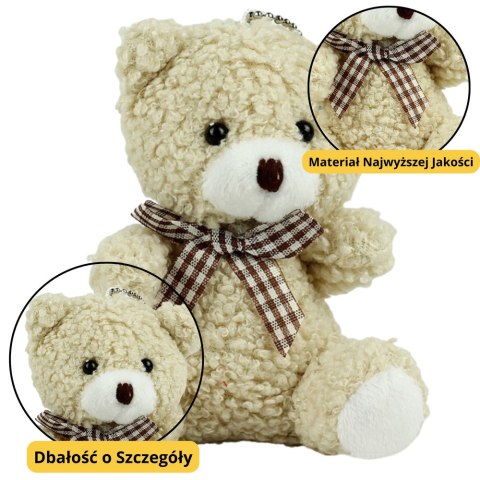 Miś Pluszowy Brelok Zawieszka Ozdoba Beżowy 8cm LEAN TOYS