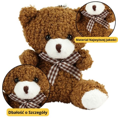 Miś Pluszowy Brelok Zawieszka Ozdoba Brązowy 8cm LEAN Toys