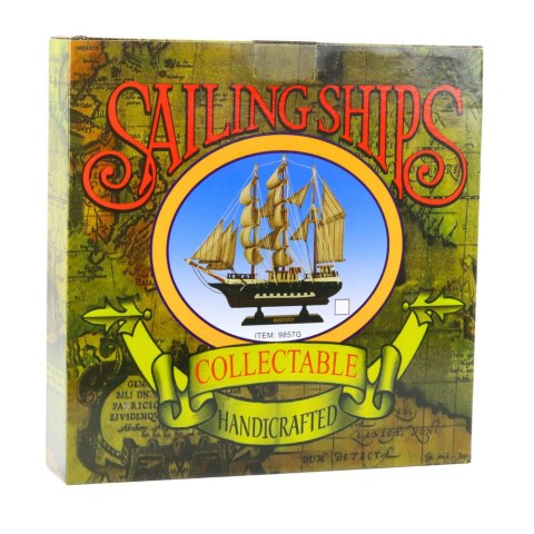 Model Kolekcjonerski Dekoracyjny Statek Żaglowiec Biało-Niebieski 33x31cm LEAN Toys