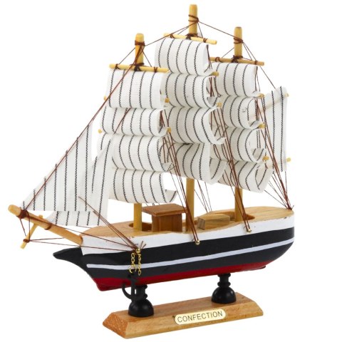 Model Kolekcjonerski Dekoracyjny Statek Żaglowiec Czarno-Biały 21x21cm LEAN Toys