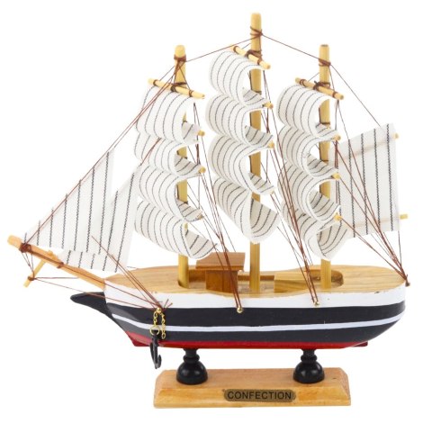 Model Kolekcjonerski Dekoracyjny Statek Żaglowiec Czarno-Biały 21x21cm LEAN Toys