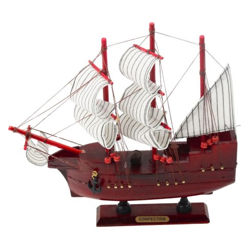 Model Kolekcjonerski Dekoracyjny Statek Żaglowiec Czerwony 24x23cm LEAN Toys