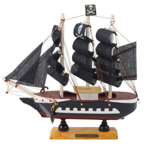 Model Kolekcjonerski Dekoracyjny Statek Żaglowiec Piracki Czarny 20x20cm LEAN Toys