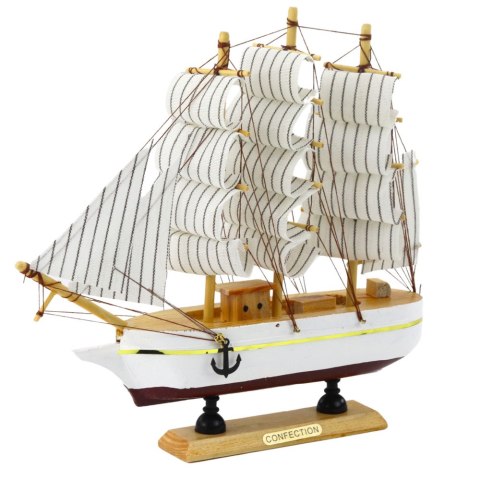 Model Kolekcjonerski Dekoracyjny Statek Żaglowiec Trójmasztowy Biały 24x23cm LEAN Toys