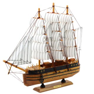 Model Kolekcjonerski Dekoracyjny Statek Żaglowiec Trójmasztowy Biały 39x36cm LEAN Toys