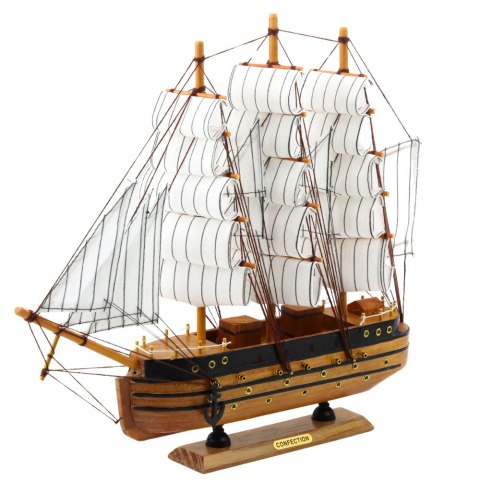 Model Kolekcjonerski Dekoracyjny Statek Żaglowiec Trójmasztowy Biały 39x36cm LEAN Toys
