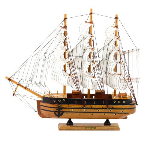 Model Kolekcjonerski Dekoracyjny Statek Żaglowiec Trójmasztowy Biały 39x36cm LEAN Toys