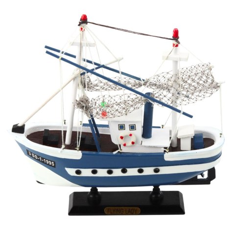 Model Kolekcjonerski Statek Kuter Rybacki Flying Lady Niebieski 24x23cm LEAN Toys