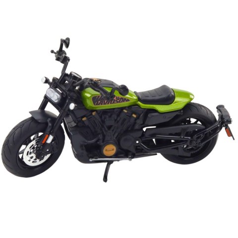 Motocykl Chopper Metalowy Światła Dźwięki Czarny Zielone Elementy 1:12 LEAN Toys
