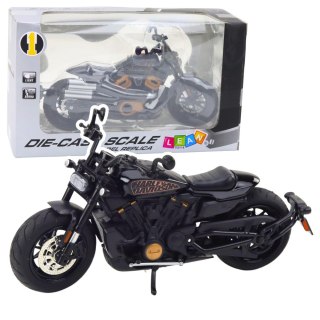 Motocykl Chopper Metalowy Światła Dźwięki Czarny Złote Elementy 1:12 LEAN Toys