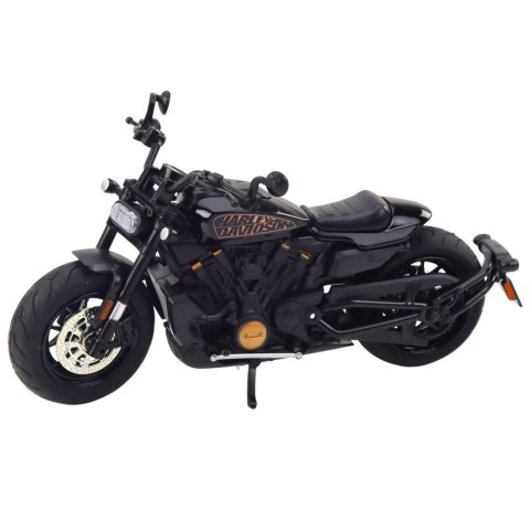 Motocykl Chopper Metalowy Światła Dźwięki Czarny Złote Elementy 1:12 LEAN Toys