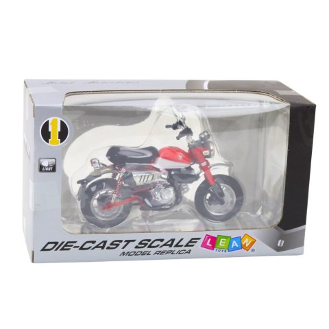 Motocykl Retro Klasyczny Metalowy Światła Czerwony 1:12 LEAN Toys