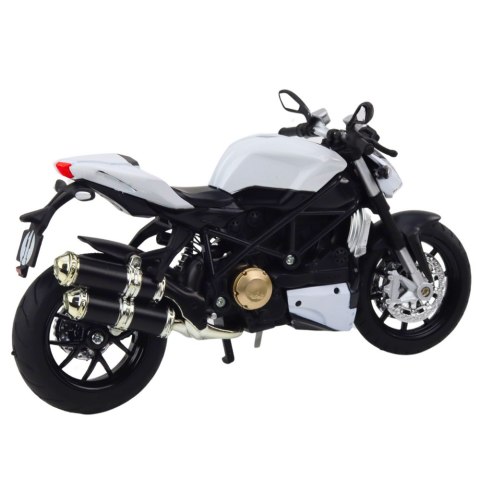 Motocykl Sportowy Metalowy Światła Dźwięki Biały 1:12 LEAN Toys
