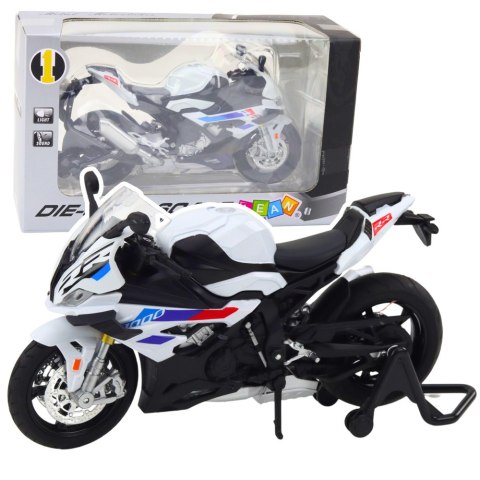 Motocykl Sportowy Metalowy Światła Dźwięki Biały S1000 1:12 LEAN Toys
