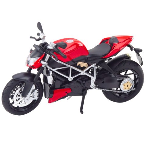Motocykl Sportowy Metalowy Światła Dźwięki Srebrne Elementy Czerwony 1:12 LEAN Toys