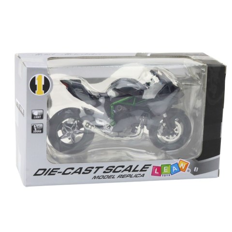 Motocykl Sportowy Metalowy Światła Dźwięki Szary 1:12 LEAN Toys