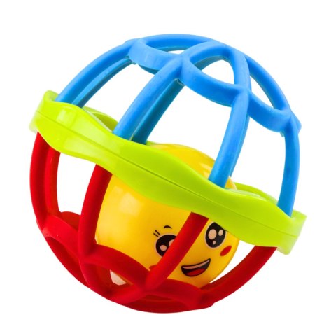 Piłka z Grzechotką Sensoryczna Gumowa Elastyczna Kolorowa LEAN Toys