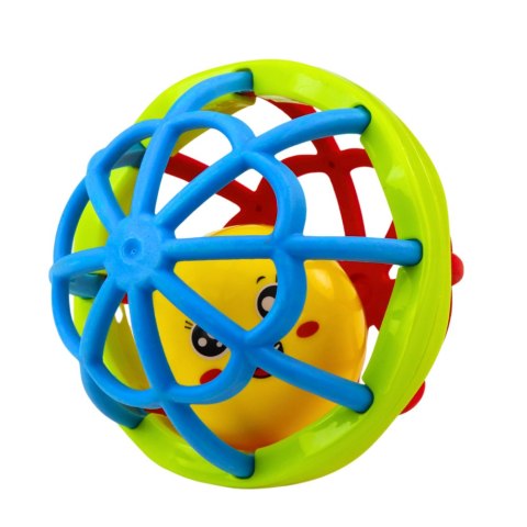 Piłka z Grzechotką Sensoryczna Gumowa Elastyczna Kolorowa LEAN Toys