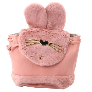 Plecak Dziecięcy Pluszowy Uszy Regulowany Pasek Różowy 22cm 4L LEAN