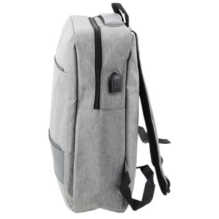 Plecak Miejski Biznesowy USB Przegroda Środkowa Szary 14L 40cm LEAN
