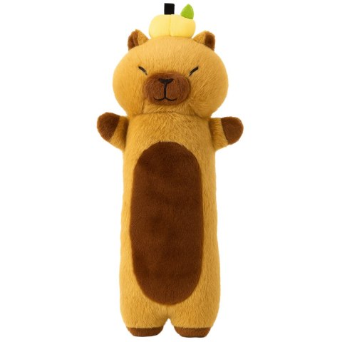 Pluszowa Maskotka Kapibara Z Owocem Poduszka Podłużna Wałek Brązowa 65cm LEAN Toys