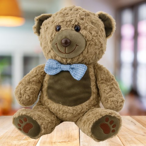 Pluszowa Maskotka Przytulanka Miś Niebieska Mucha Jasnobrązowy 30cm LEAN Toys