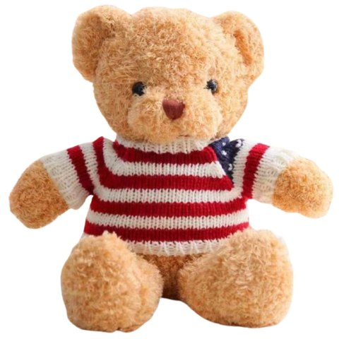 Pluszowa Maskotka Przytulanka Miś W Koszulce W Paski Kremowy 32cm LEAN Toys