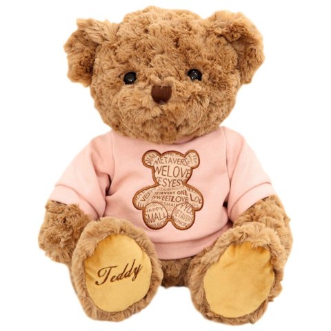 Pluszowa Maskotka Przytulanka Miś W Różowej Koszulce Brązowy 30cm LEAN Toys