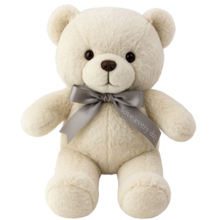 Pluszowa Maskotka Przytulanka Miś Z Kokardą Happy Every Day Biały 55cm LEAN Toys