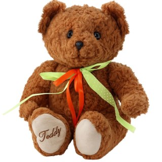 Pluszowa Maskotka Przytulanka Miś Zielono-Czerwona Kokarda Brązowy 30cm LEAN Toys