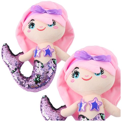 Pluszowa Syrenka Przytulanka Ogon W Cekiny Dwukolorowe Fioletowa 28cm LEAN Toys