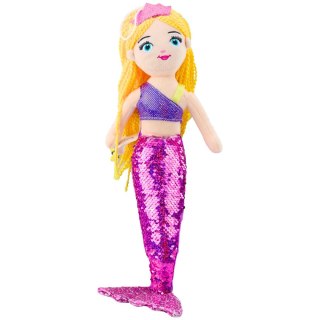 Pluszowa Syrenka Przytulanka Ogon W Cekiny Fioletowa 48cm LEAN Toys