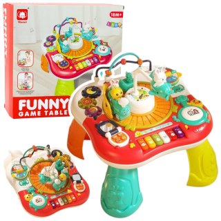 Stolik Edukacyjny Interaktywny Panel Muzyczny Pianinko 2w1 Czerwony LEAN Toys