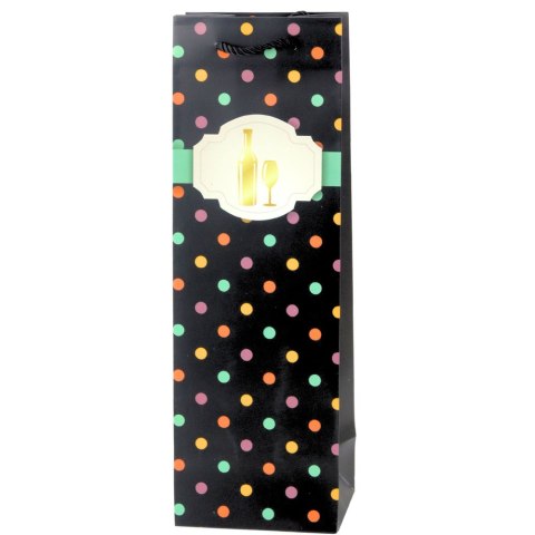 Torba Prezentowa Na Wino Butelkę W Kropki 35 x 12 x 9 cm LEAN