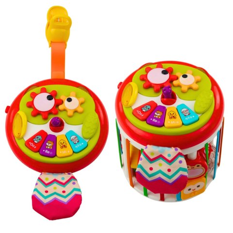 Walec Kostka Sensoryczna Interaktywna Sorter Światła Dźwięki Kolorowa LEAN Toys