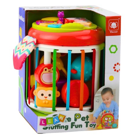Walec Kostka Sensoryczna Interaktywna Sorter Światła Dźwięki Kolorowa LEAN Toys