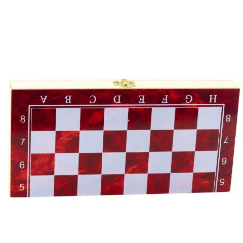 Zestaw Drewniana Gra 3W1 Szachy Tryktrak Warcaby Składana Plansza 30x30cm LEAN Toys