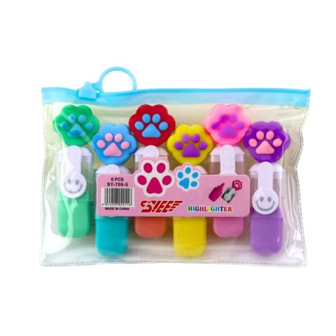 Zestaw Mini Zakreślacze Z Łapką W Etui Kolorowe 6szt 8cm LEAN